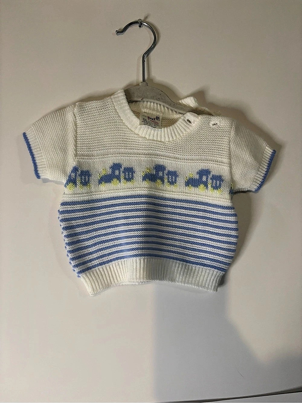Vintage Mini Toggs Striped knit Sweater with Trains Size newborn